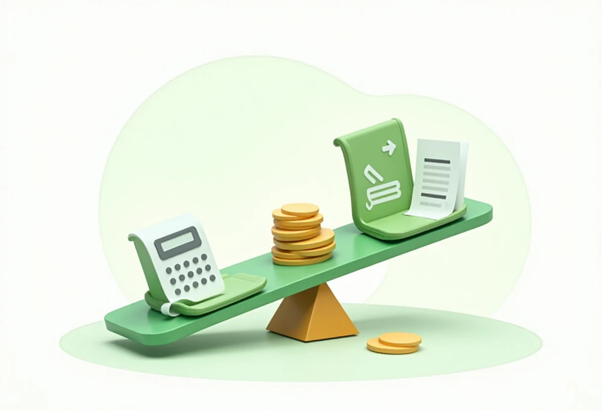 Balance scales with loan options
